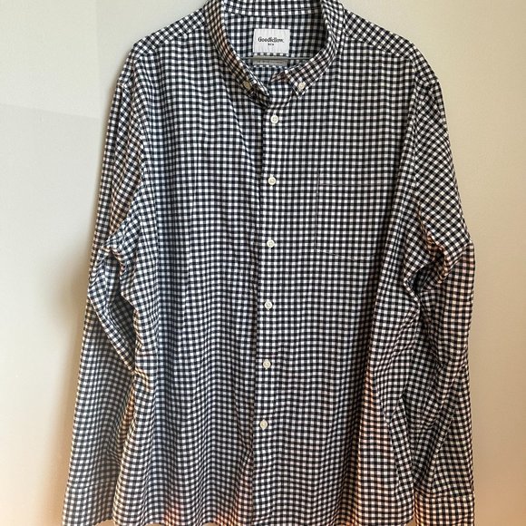 Goodfellow and Co Black and White checkered long sleeve shirt size XXL - Picture 1 of 1